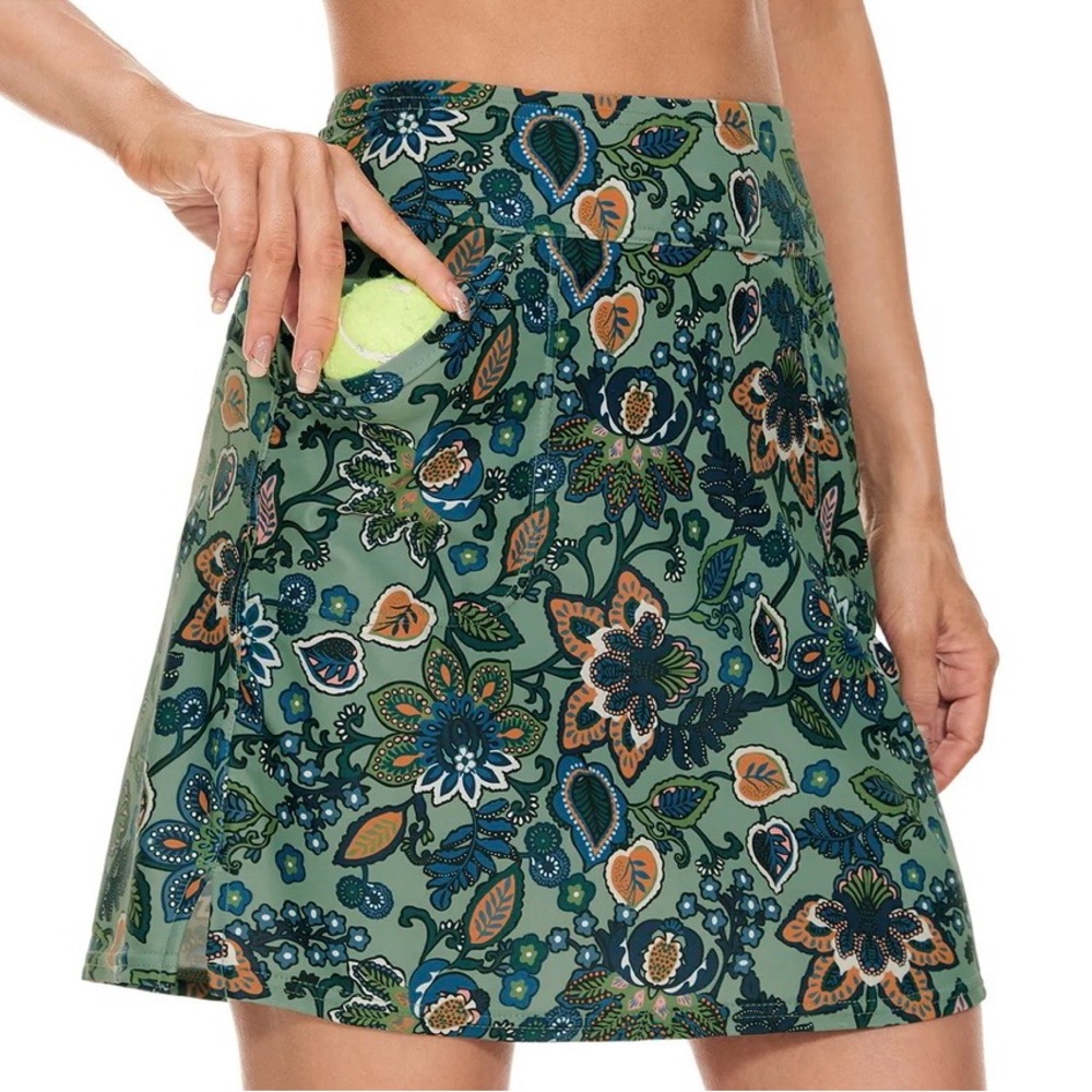 Floral Green A-Line Skirt - Swimsuit material